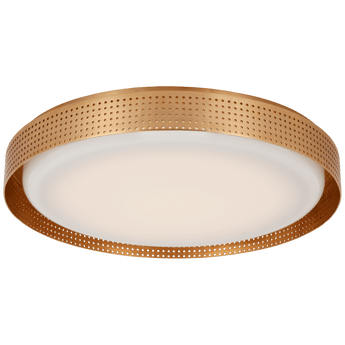 Precision 18" Round Flush Mount in Antique-Burnished Brass with White Glass