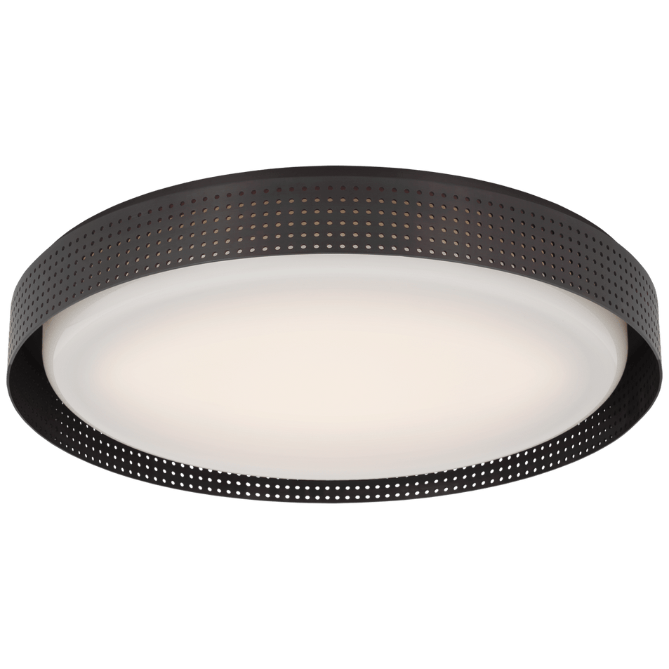 Precision 18" Round Flush Mount in Bronze with White Glass