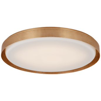 Precision 24" Round Flush Mount in Antique-Burnished Brass with White Glass