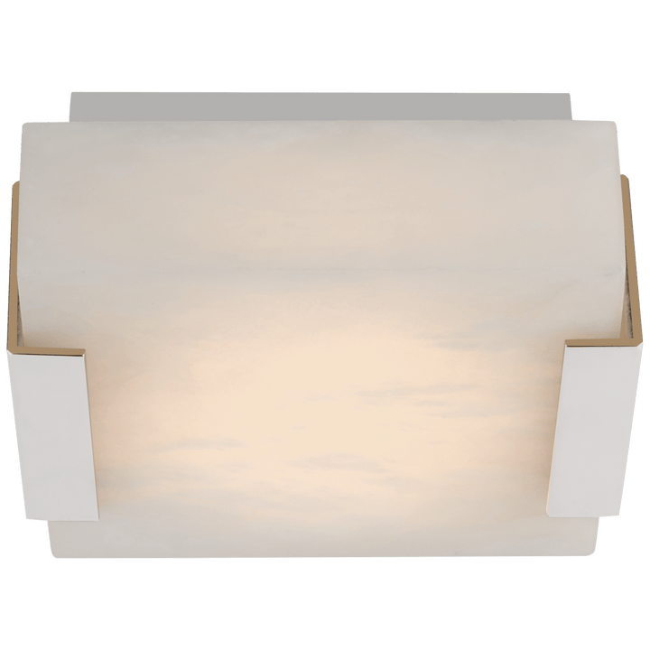 Covet Low Clip Solitaire Flush Mount in Polished Nickel with Alabaster