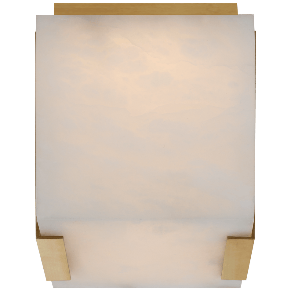 Covet Tall Clip Solitaire Flush Mount in Antique-Burnished Brass with Alabaster