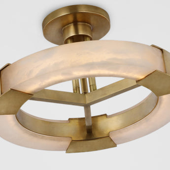 Covet Medium Ring Semi-Flush Mount in Antique-Burnished Brass and Alabaster