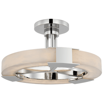 Covet Medium Ring Semi-Flush Mount in Polished Nickel and Alabaster