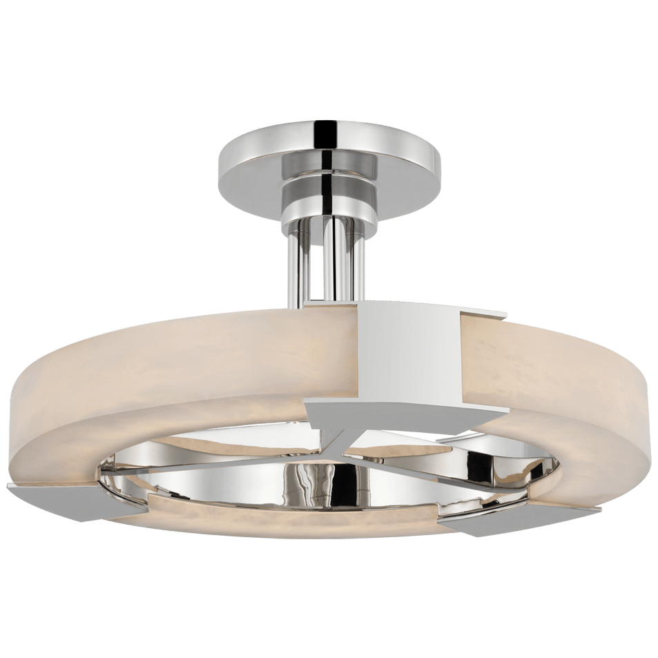Covet Medium Ring Semi-Flush Mount in Polished Nickel and Alabaster