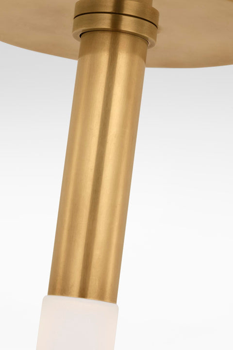 Rousseau Monopoint Flush Mount in Antique-Burnished Brass with Etched Crystal