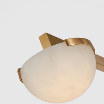 Pedra Extra Large Staggered Arm Flush Mount in Antique-Burnished Brass with Alabaster