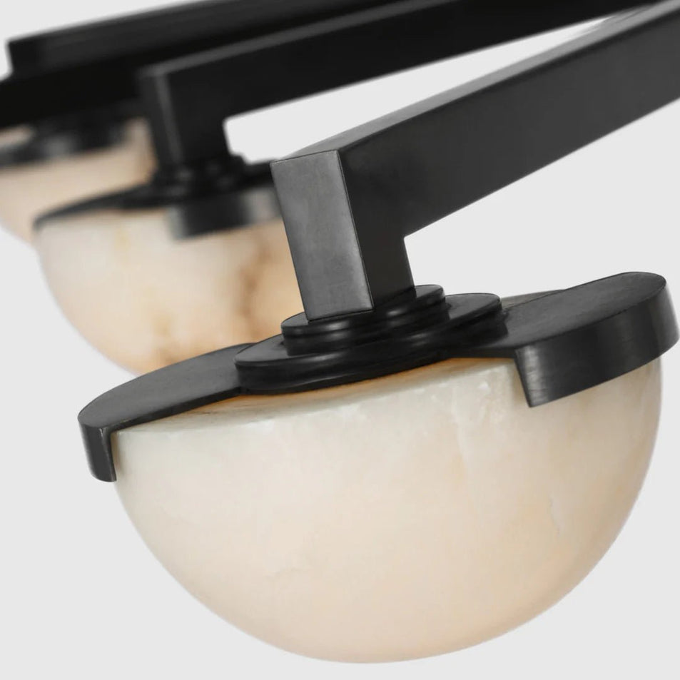 Pedra Extra Large Staggered Arm Flush Mount, a premium Flush Mount light by Visual Comfort & Co. Close - up image of its design.