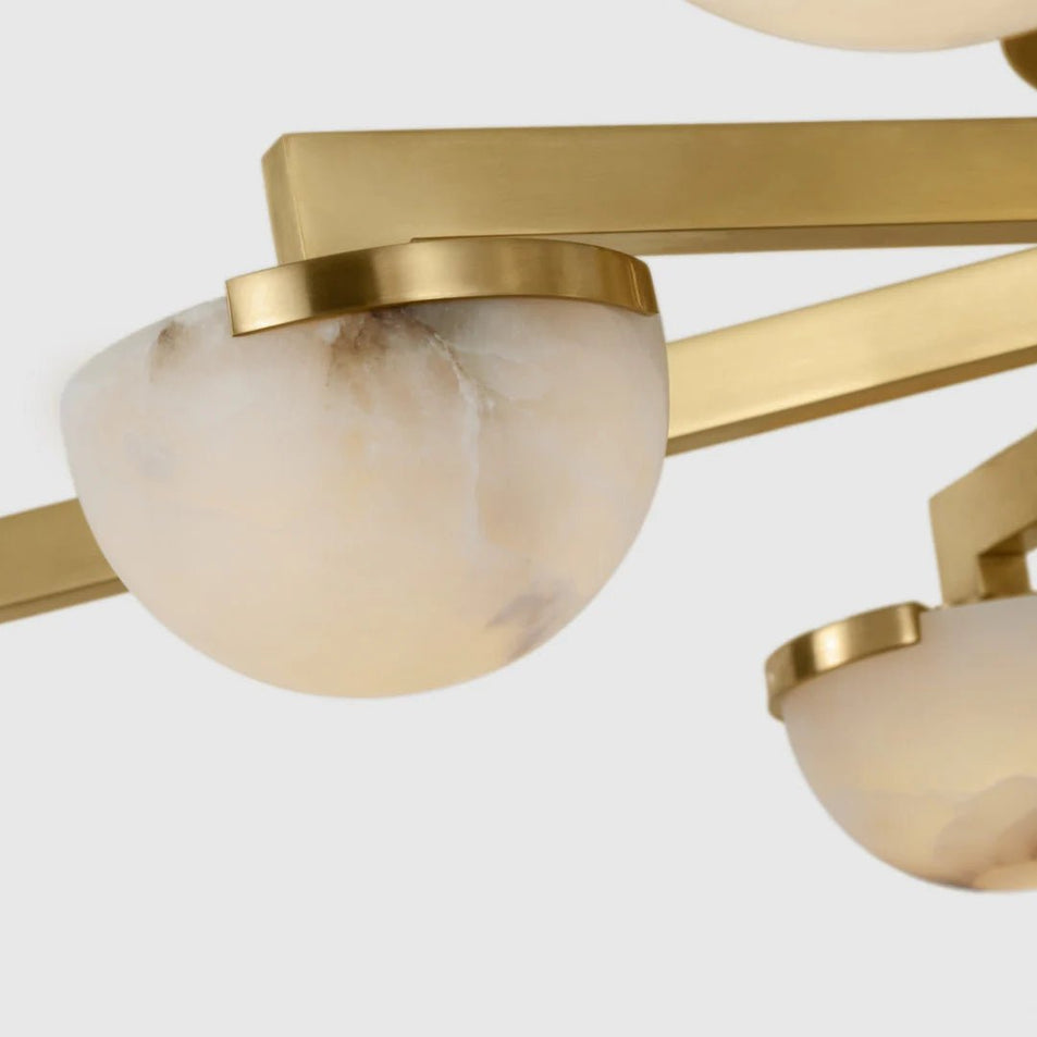 Pedra Extra Large Staggered Arm Flush Mount, a premium Flush Mount light by Visual Comfort & Co. Close - up image of its design.