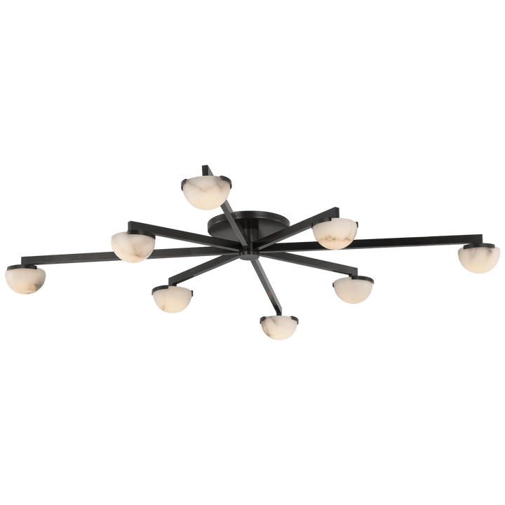 Pedra Extra Large Staggered Arm Flush Mount in Bronze with Alabaster