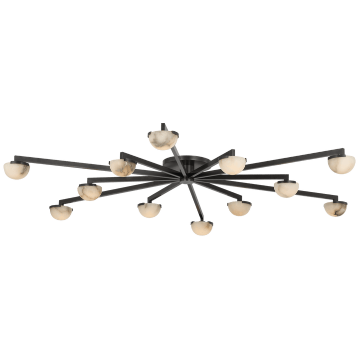 Pedra Grande Staggered Arm Flush Mount in Bronze with Alabaster