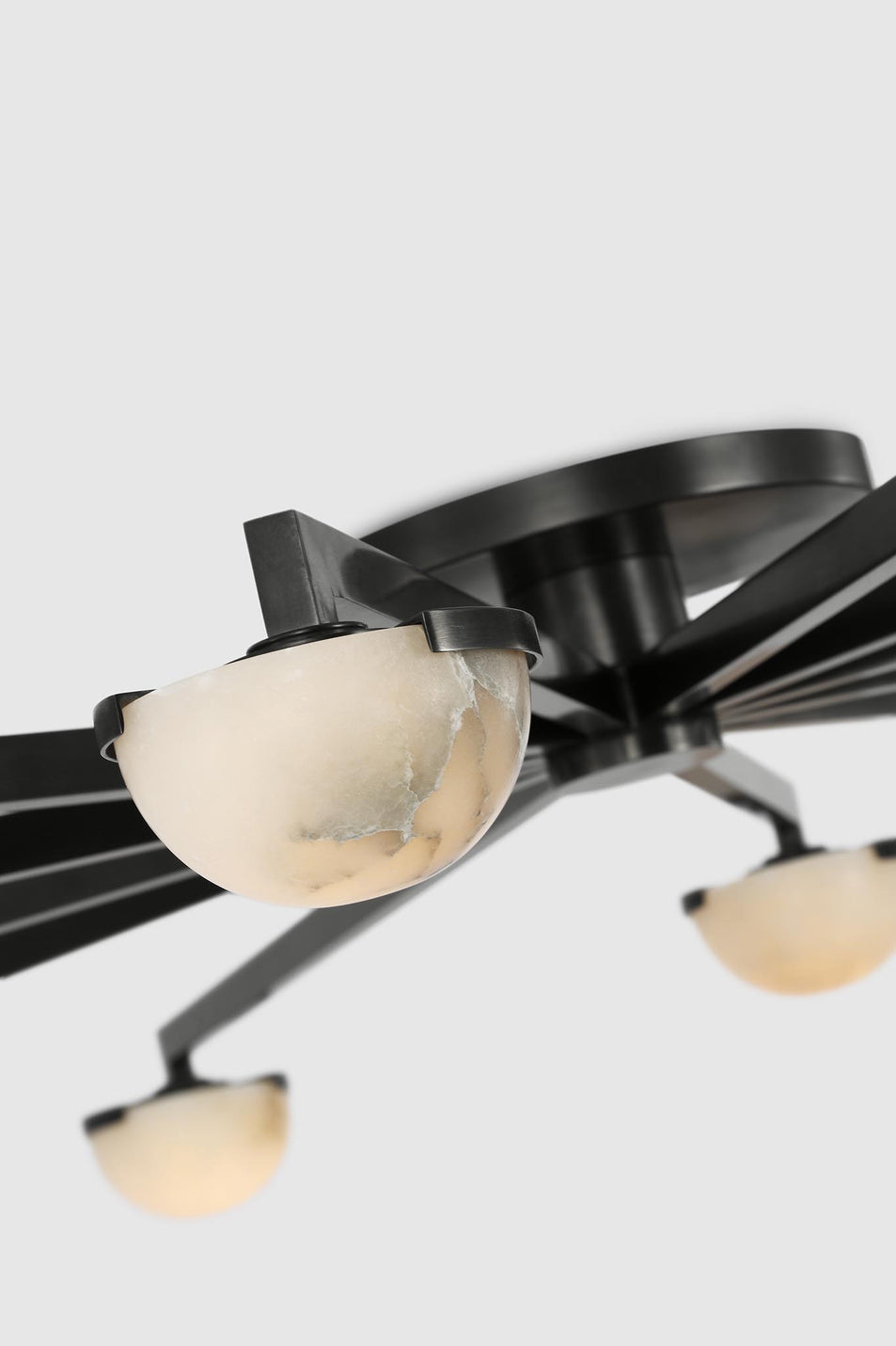 Pedra Grande Staggered Arm Flush Mount in Bronze with Alabaster