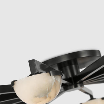 Pedra Grande Staggered Arm Flush Mount in Bronze with Alabaster