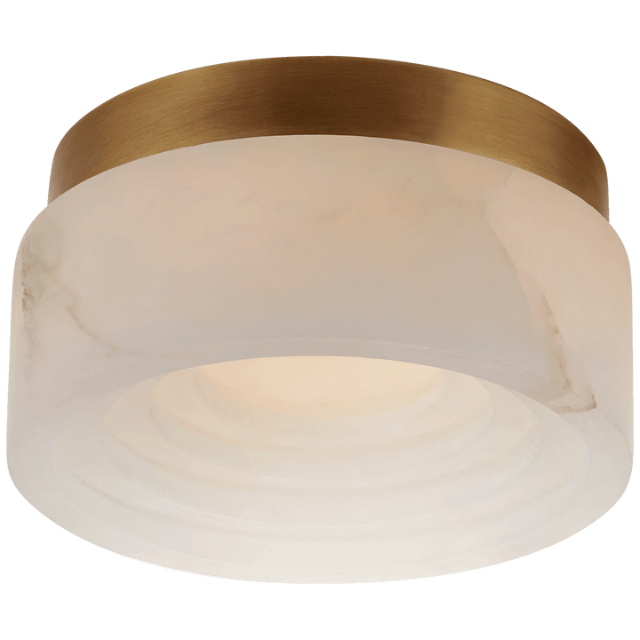Otto 5" Solitaire Flush Mount in Antique-Burnished Brass with Alabaster