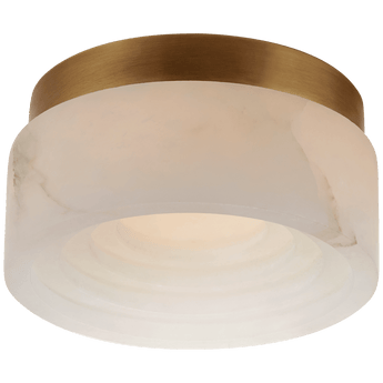 Otto 5" Solitaire Flush Mount in Antique-Burnished Brass with Alabaster