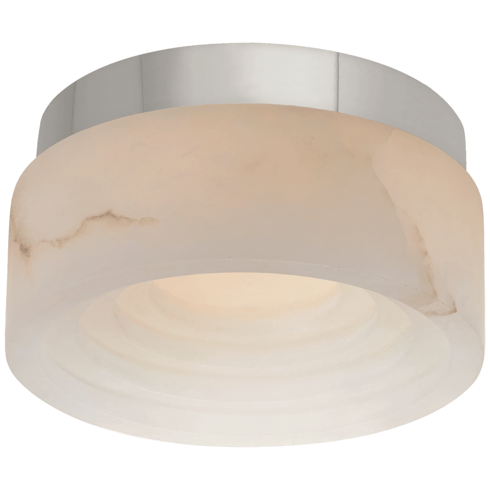 Otto 5" Solitaire Flush Mount in Polished Nickel with Alabaster