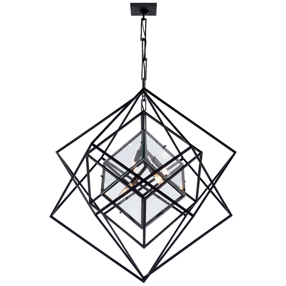 Cubist Medium Chandelier, a premium Chandelier light by Visual Comfort & Co. Close - up image of its design.