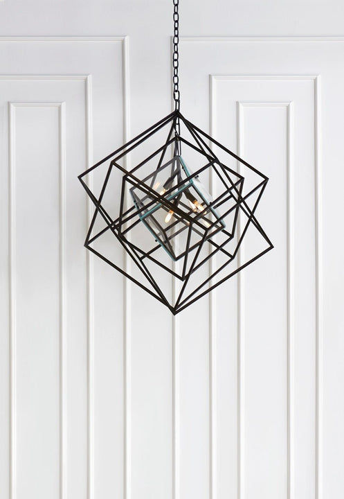 Cubist Medium Chandelier, a premium Chandelier light by Visual Comfort & Co. Close - up image of its design.