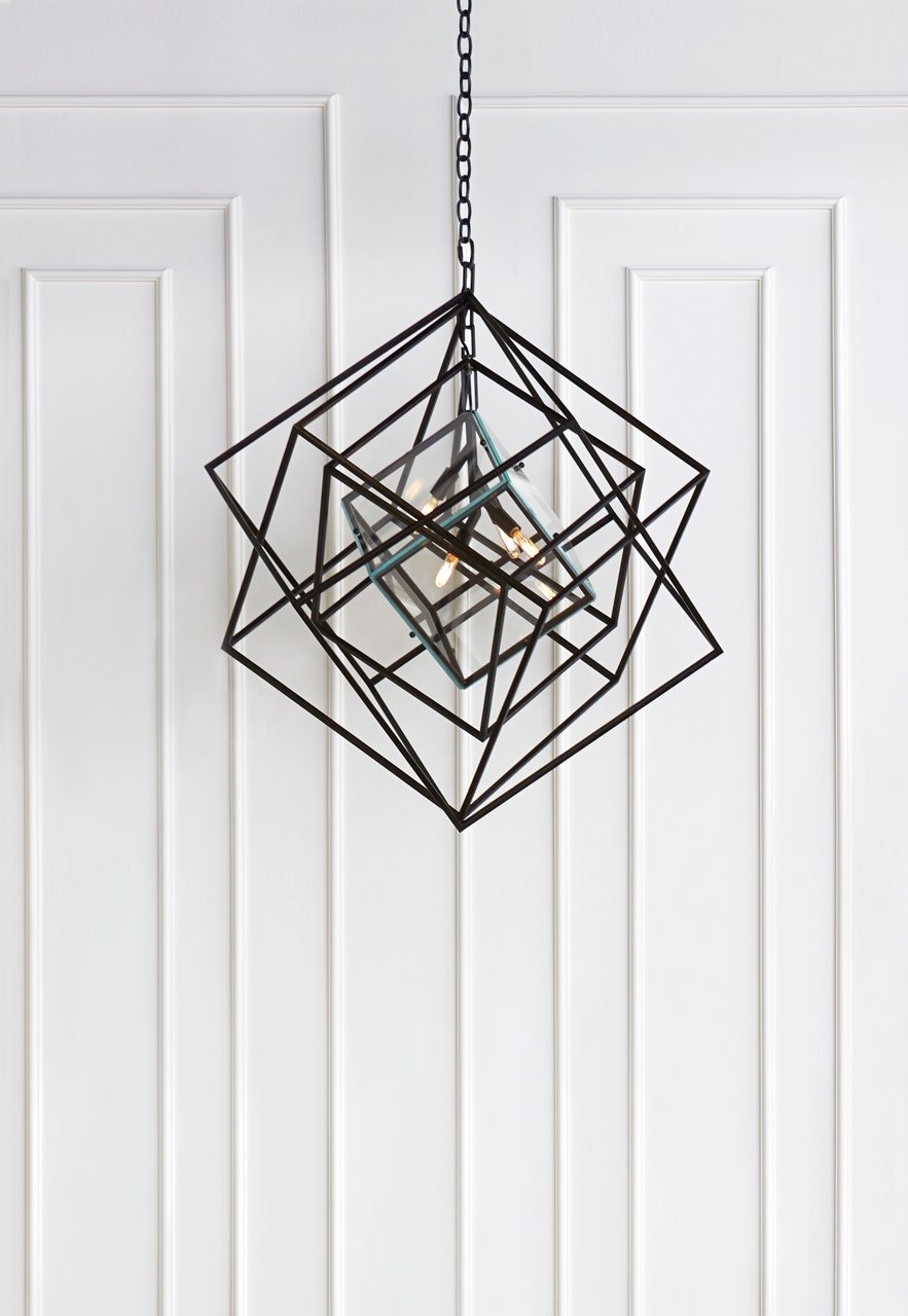 Cubist Medium Chandelier, a premium Chandelier light by Visual Comfort & Co. Close - up image of its design.