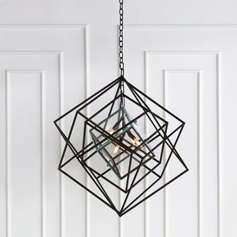 Cubist Medium Chandelier, a premium Chandelier light by Visual Comfort & Co. Close - up image of its design.