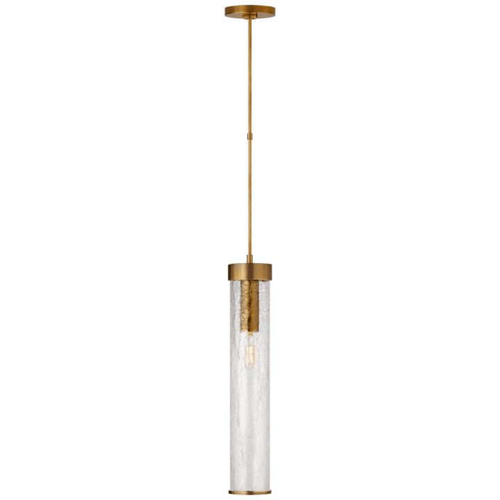Liaison Long Pendant in Antique-Burnished Brass with Crackle Glass