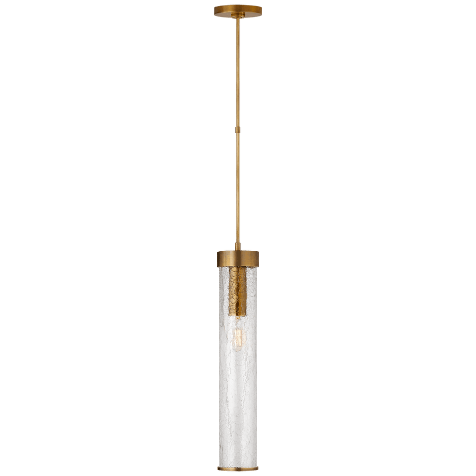Liaison Long Pendant in Antique-Burnished Brass with Crackle Glass