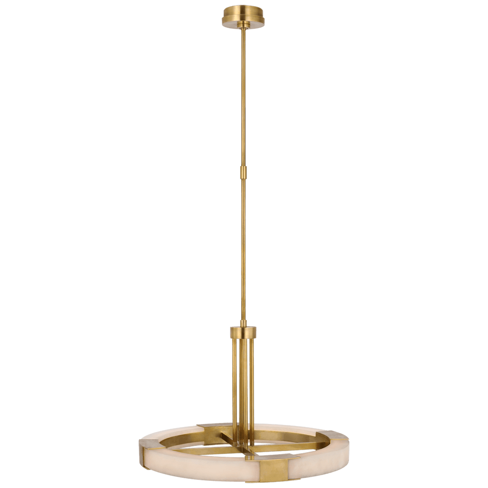 Covet Medium Ring Chandelier in Antique-Burnished Brass and Alabaster