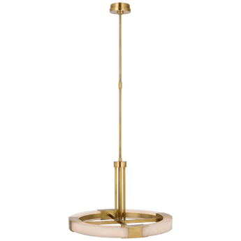 Covet Medium Ring Chandelier in Antique-Burnished Brass and Alabaster