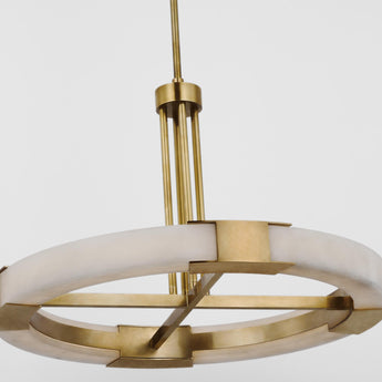 Covet Medium Ring Chandelier in Antique-Burnished Brass and Alabaster