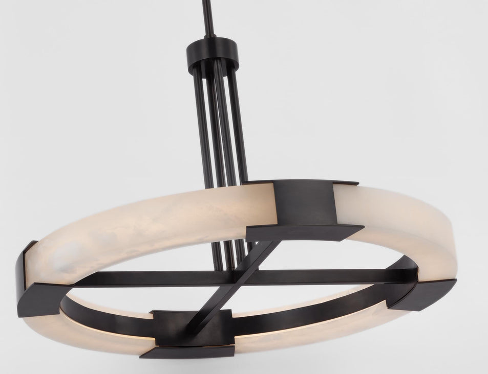 Covet Medium Ring Chandelier in Bronze and Alabaster