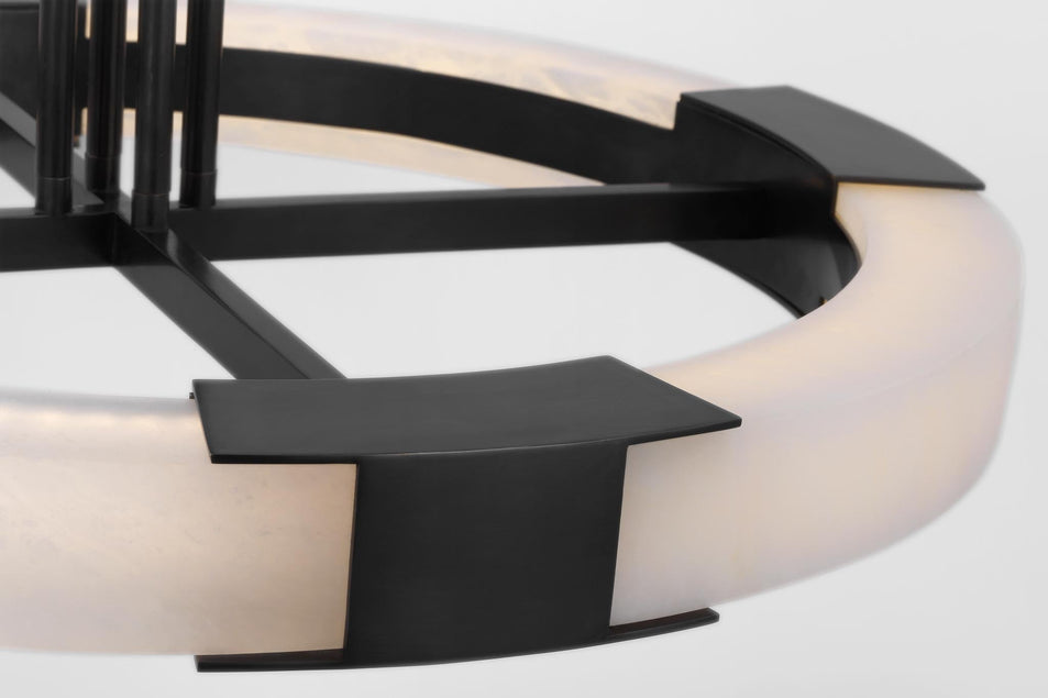 Covet Medium Ring Chandelier in Bronze and Alabaster