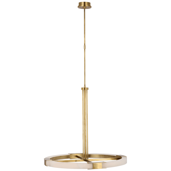 Covet Large Ring Chandelier in Antique-Burnished Brass and Alabaster