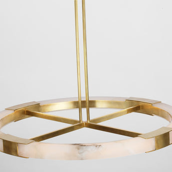 Covet Large Ring Chandelier in Antique-Burnished Brass and Alabaster