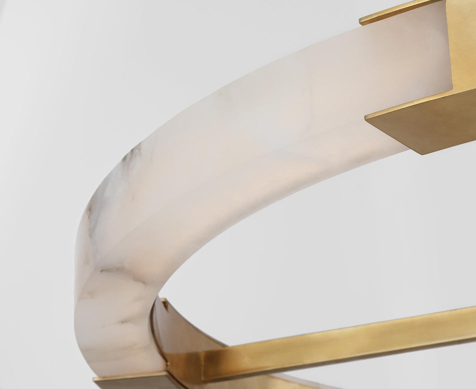 Covet Large Ring Chandelier in Antique-Burnished Brass and Alabaster