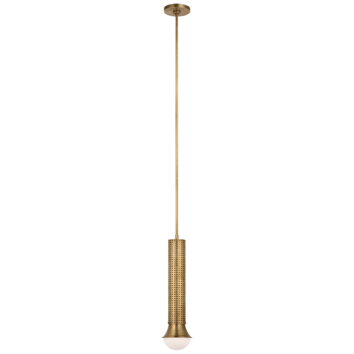 Precision Petite Elongated Pendant in Antique-Burnished Brass with White Glass