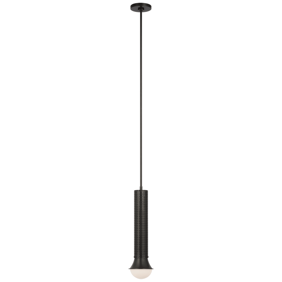 Precision Petite Elongated Pendant in Bronze with White Glass