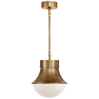 Precision Small Pendant in Antique-Burnished Brass with White Glass