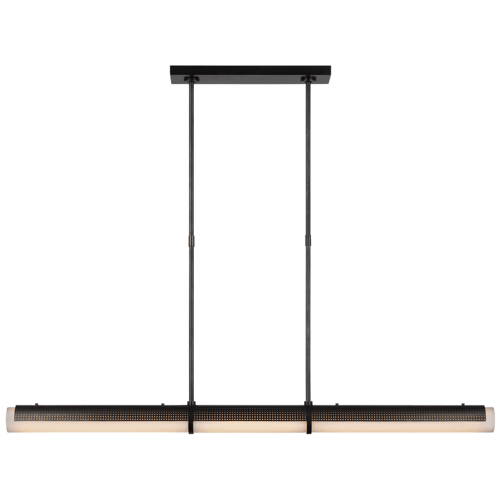 Precision Large Linear Chandelier in Bronze with White Glass