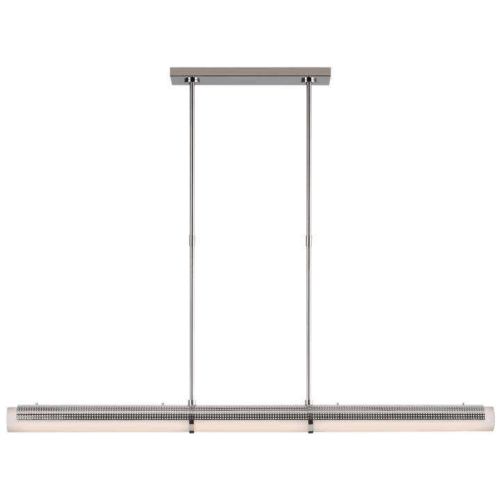 Precision Large Linear Chandelier in Polished Nickel with White Glass