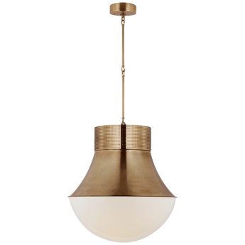 Precision 24" Pendant in Antique-Burnished Brass with White Glass