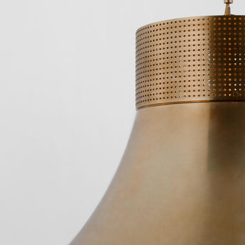 Precision 24" Pendant in Antique-Burnished Brass with White Glass