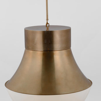 Precision 24" Pendant in Antique-Burnished Brass with White Glass