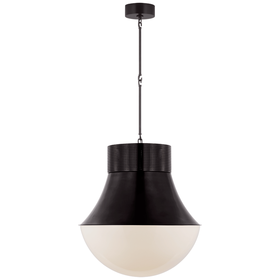 Precision 24" Pendant in Bronze with White Glass