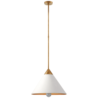 Cleo Pendant in Antique-Burnished Brass and Antique White with Frosted Acrylic