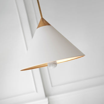 Cleo Pendant in Antique-Burnished Brass and Antique White with Frosted Acrylic