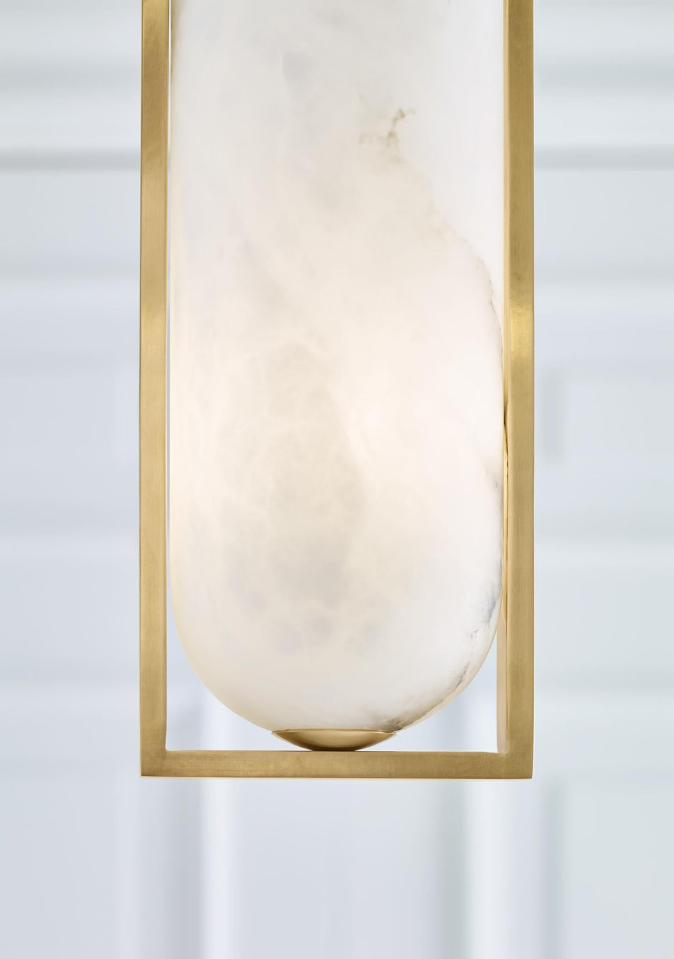 Melange Small Elongated Pendant in Antique-Burnished Brass with Alabaster Shade
