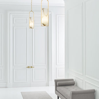 Melange Small Elongated Pendant, a premium Pendant light by Visual Comfort. Close - up image of its design.