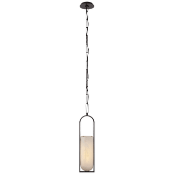 Melange Small Elongated Pendant in Bronze with Alabaster Shade