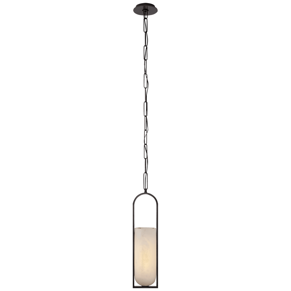 Melange Small Elongated Pendant in Bronze with Alabaster Shade