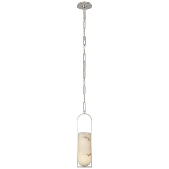 Melange Small Elongated Pendant in Polished Nickel with Alabaster Shade