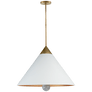 Cleo Large Pendant in Antique-Burnished Brass and White Marble with White Shade with Gild Interior